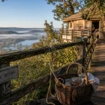 Cabane arbre bourgogne au Morvan, cabane perchée et passerelle en bois