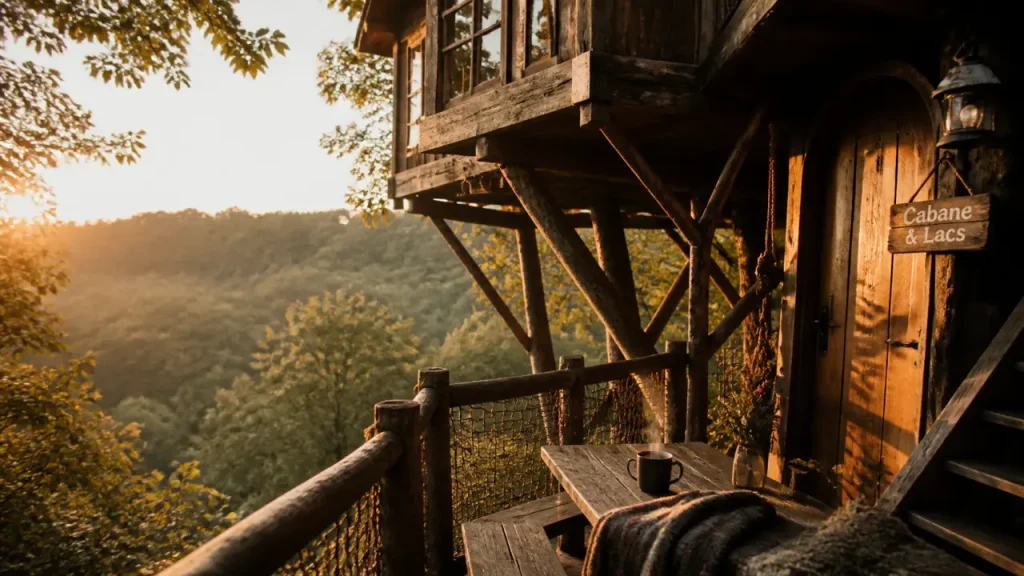 Cabane bourgogne perchée au Morvan, cabane au bord de la forêt