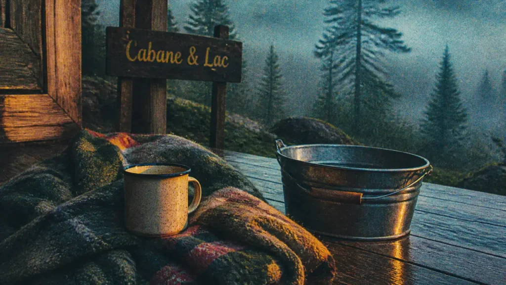 Cabane bourgogne franche comte en lisière de forêt, terrasse et bain nordique
