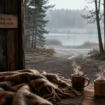 cabanes bourgogne en Morvan : cabane, brume et forêt