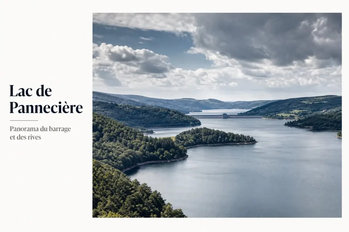 Plus beau lac du Morvan : le lac de Pannecière dans un panorama vaste et impressionnant