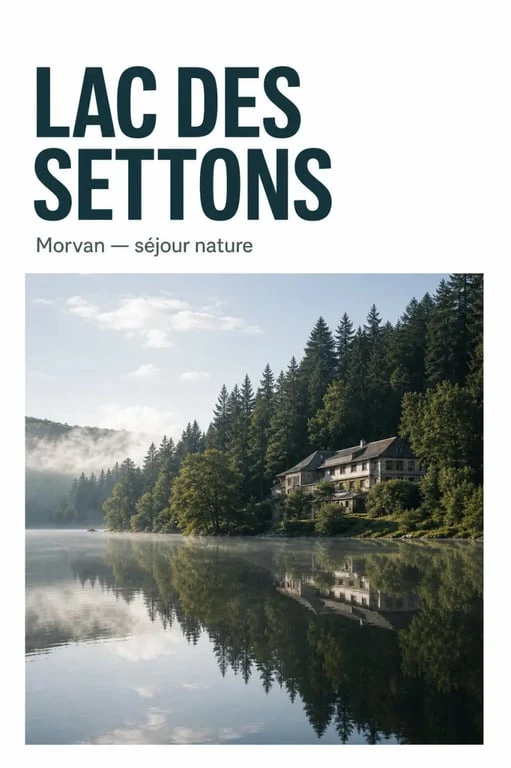 Hôtel morvan lac des settons : vue du Lac des Settons dans le Morvan avec rive boisée et ambiance nature