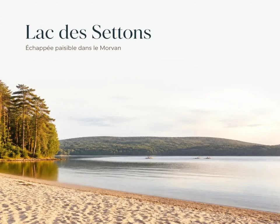 Une journée au lac des Settons sur les rives du lac des Settons avec eau calme et forêt du Morvan