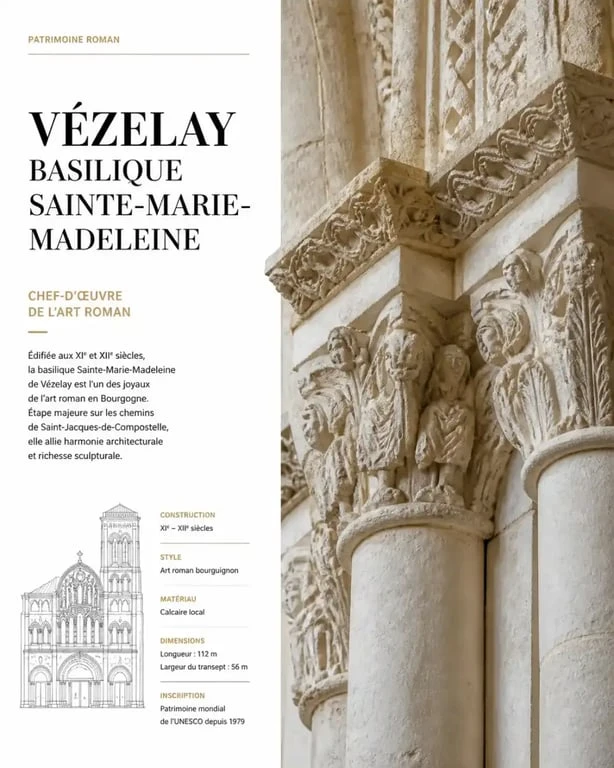 Basilique Sainte-Marie-Madeleine à Vézelay, joyau du patrimoine du Morvan