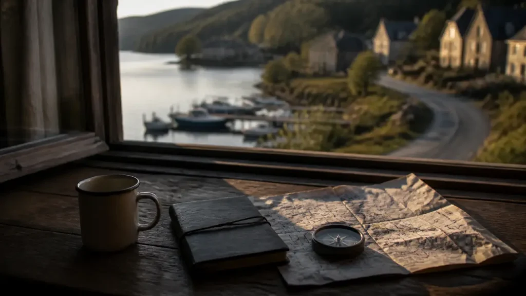 Hébergement dans le Morvan près d’un lac, table et fenêtre