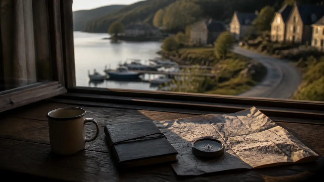 Hébergement dans le Morvan près d’un lac, table et fenêtre