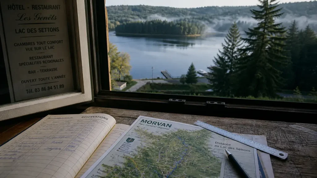 Hôtel Morvan Lac des Settons : carnet et carte, distance au lac