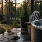 Hotel spa insolite : bain nordique privatif fumant au vert