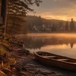 Le Morvan : lac des Settons au coucher du soleil