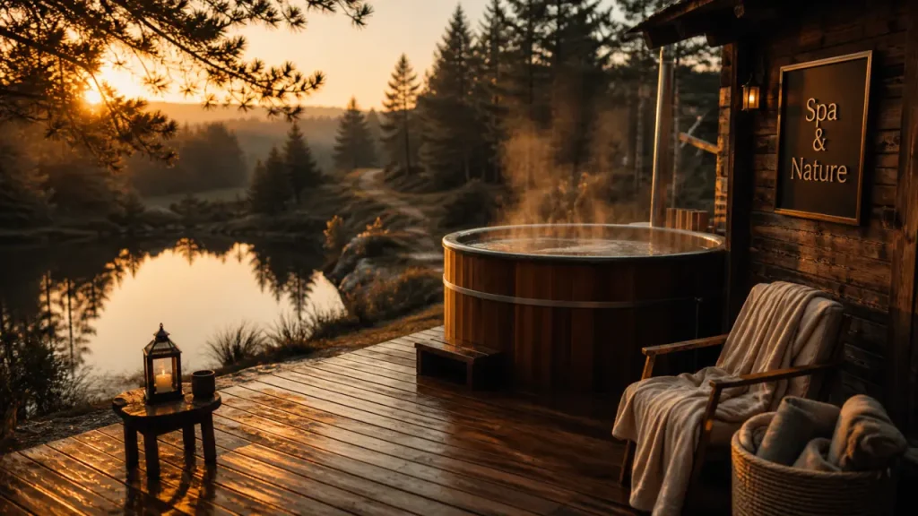 Nuit insolite bourgogne spa : bain nordique fumant en pleine nature