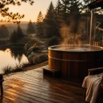 Nuit insolite bourgogne spa : bain nordique fumant en pleine nature