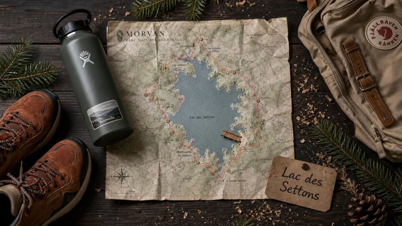 Tour du lac des Settons : carte et randonnée 15 km ombragés
