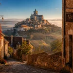 Vézelay : ruelle pavée vers la basilique Sainte-Marie-Madeleine