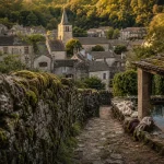 Villages du Morvan : chemin creux et lavoir, village en pierre