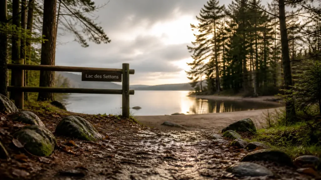 week-end morvan : sentier forestier vers le Lac des Settons, eau calme
