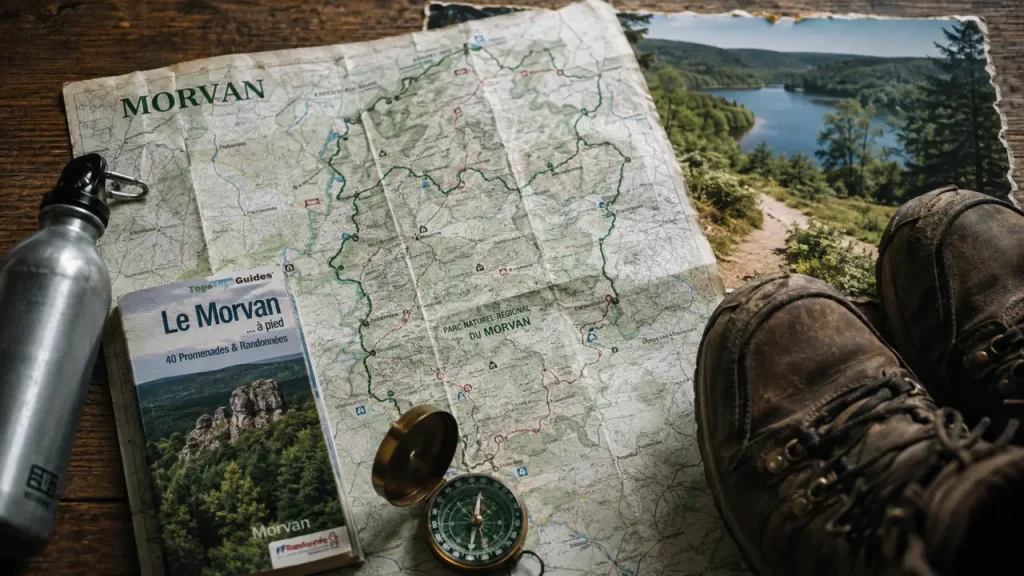 Boucle randonnée Morvan : carte et boussole, lacs et forêts