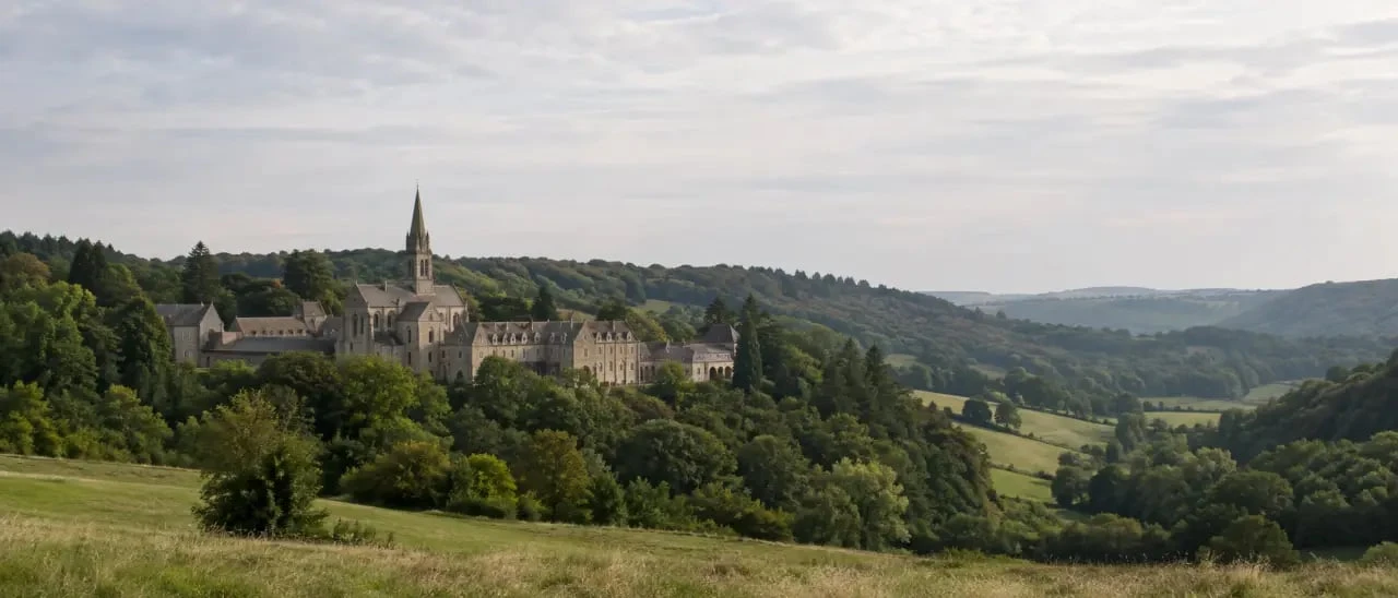 La Pierre-qui-Vire, abbaye Sainte-Marie dans le paysage du Morvan