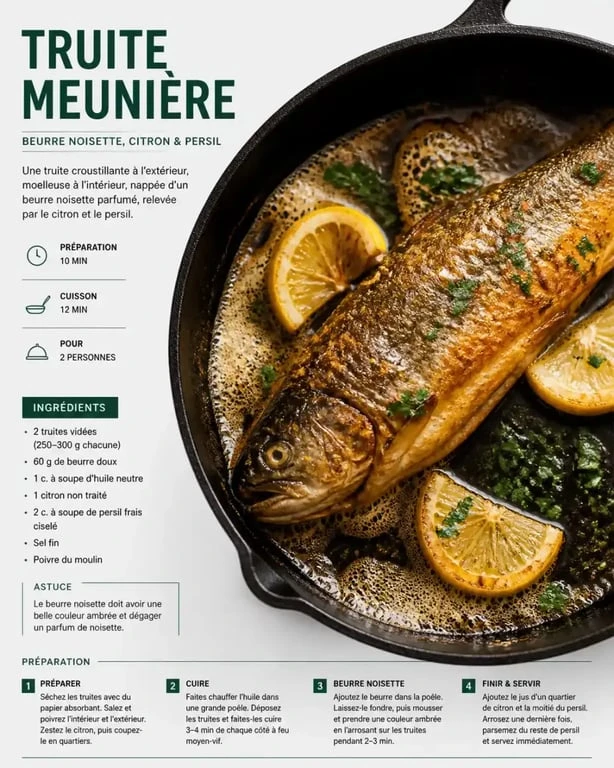 Truite meunière du Morvan, plat typique près du Lac des Settons