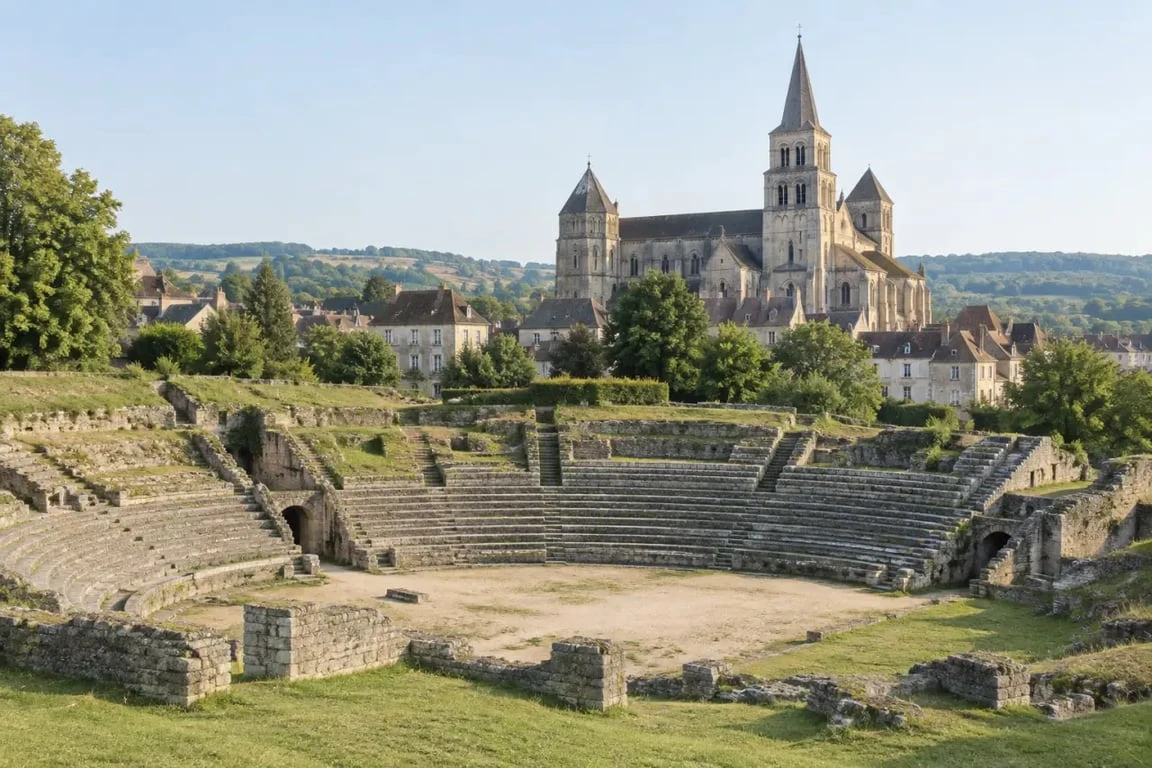 Autun, ville historique parmi les villes et villages du Morvan, avec son théâtre antique