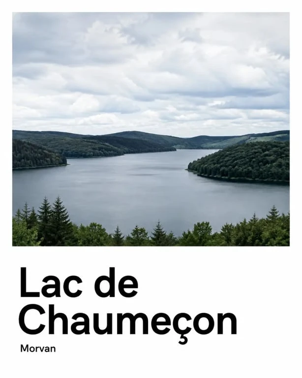 Vue panoramique du lac de Chaumeçon Morvan bordé de forêts