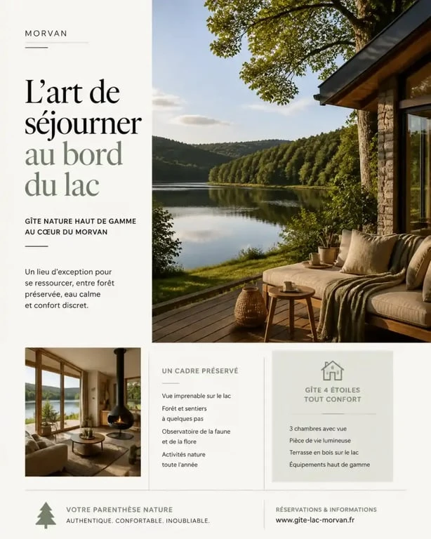 Gite morvan lac au bord du lac dans le Morvan avec vue nature