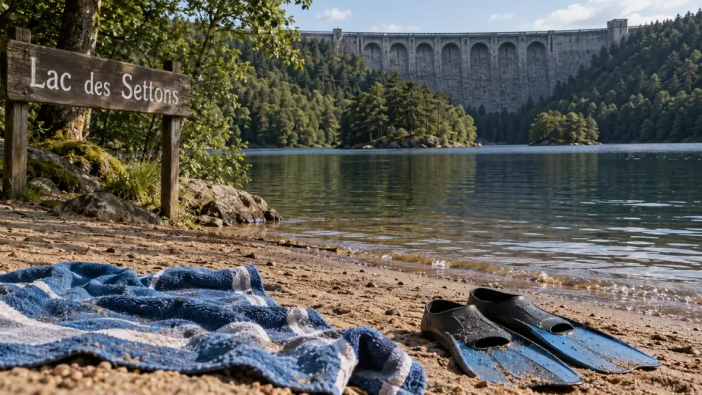 Lac du setton morvan : plage, palmes et barrage des Settons