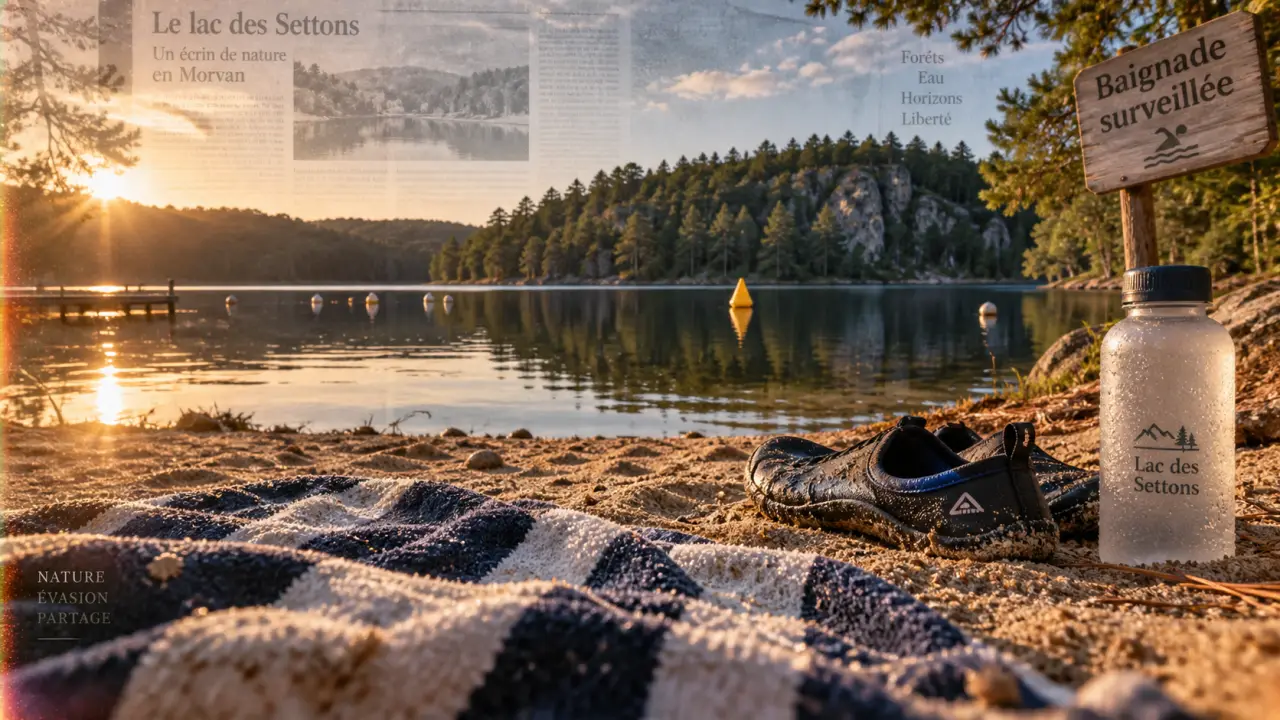 Lac Morvan baignade : baignade surveillée, eau calme près du lac des Settons