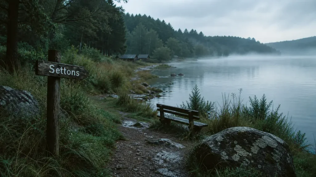 Les plus beaux coins du Morvan au lac des Settons, banc près du lac et forêt