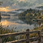 Moux en Morvan tourisme : lac des Settons, vue depuis un pont en bois