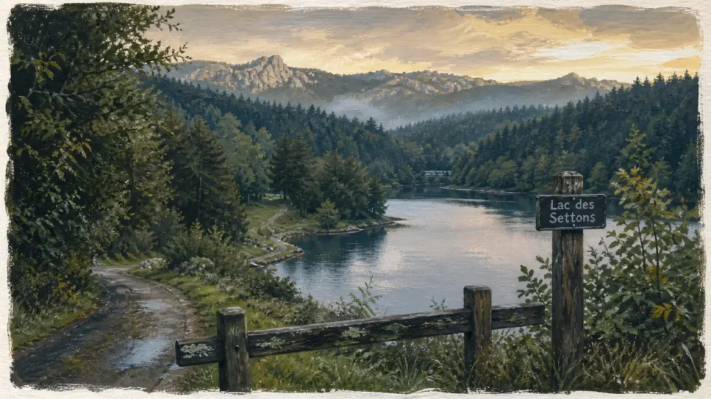 Parc national du Morvan tourisme, Lac des Settons et sentier en forêt