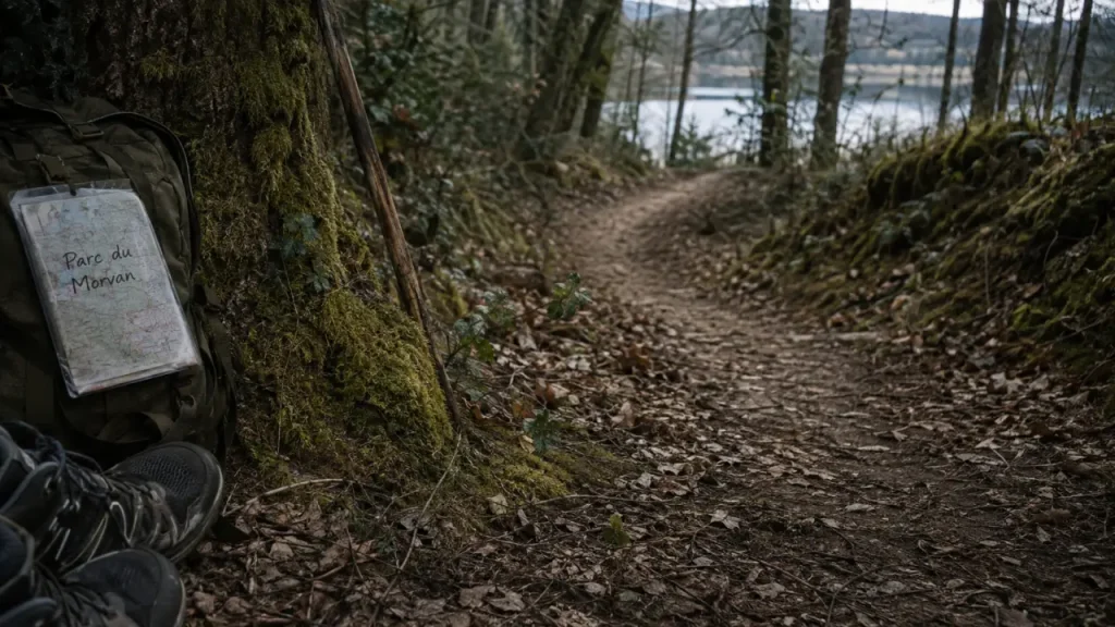 Parc naturel régional du Morvan randonnée : sentier forestier et lac au Morvan