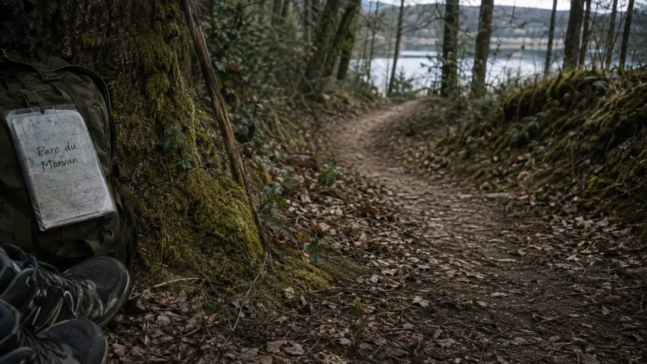 Parc naturel régional du Morvan randonnée : sentier forestier et lac au Morvan