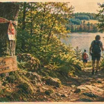 Parc regional du morvan randonnée : sentier de forêt près d’un lac