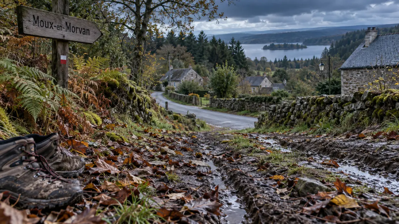 Randonnée moux en morvan : sentier vers le lac des Settons