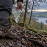 Randonnée pédestre morvan : sentier boueux vers un lac