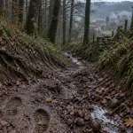 Roussillon en Morvan randonnée : sentier boisé et boueux
