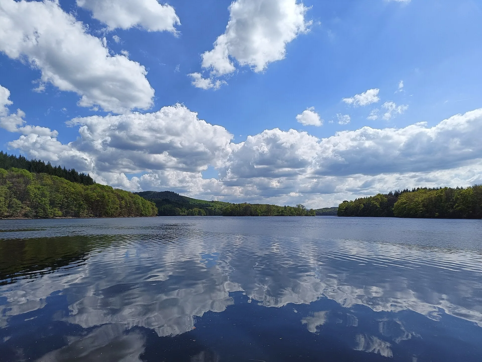 Le lac de Chaumeçon et ses rives boisées.