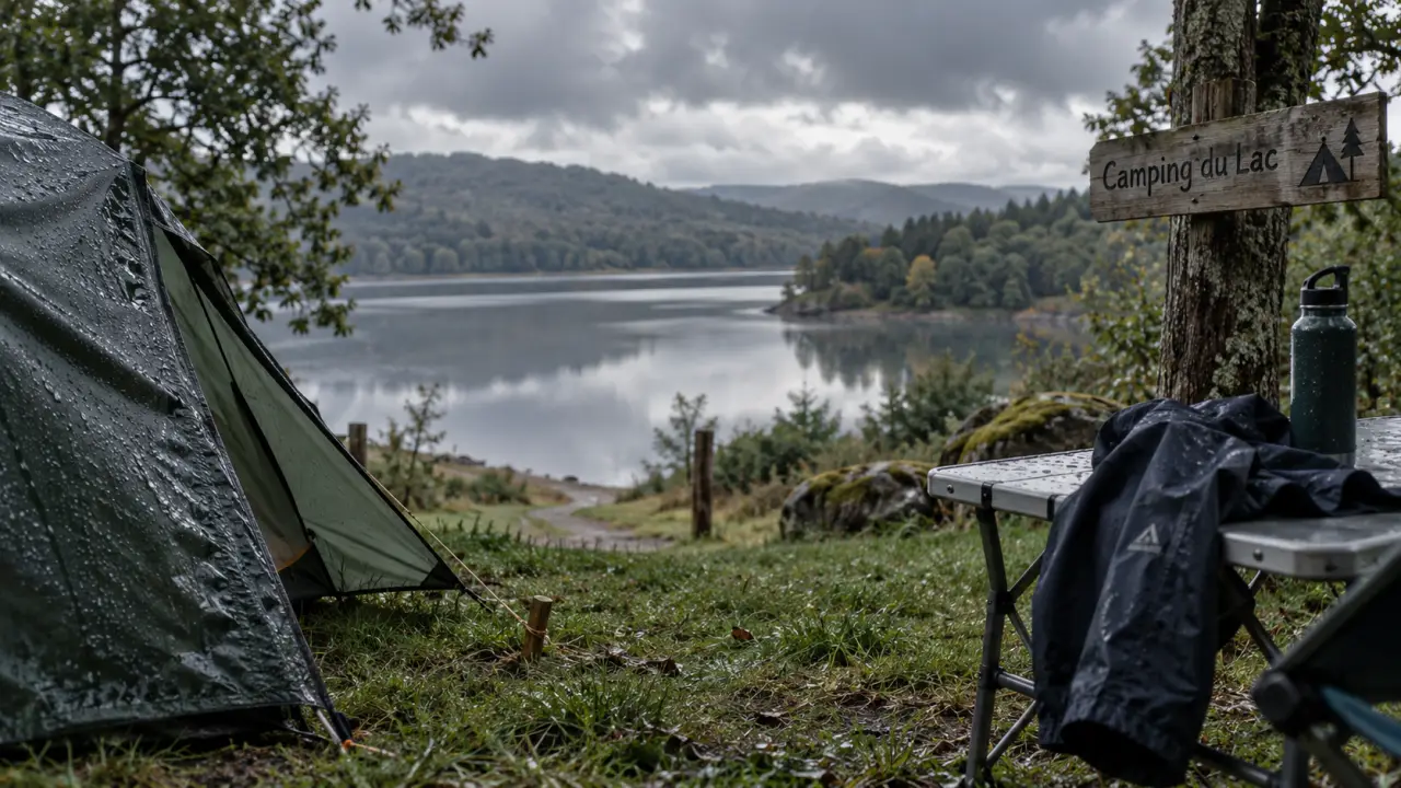 montigny en morvan camping : tente au bord du lac de Pannecière