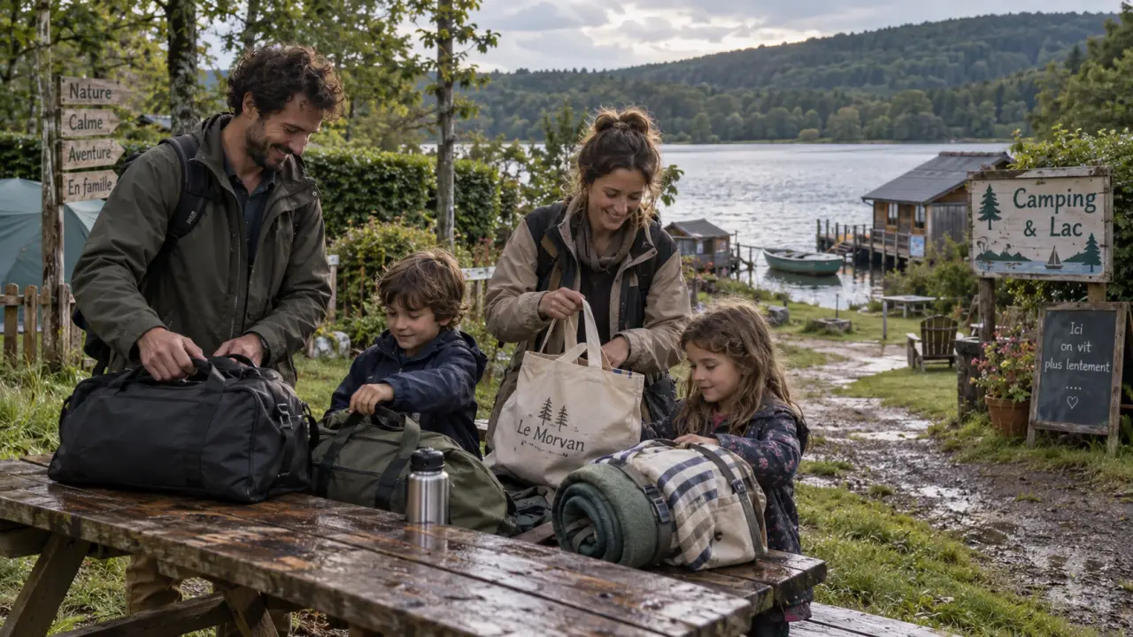Parc du Morvan camping : famille près du lac et de l’aire de camping