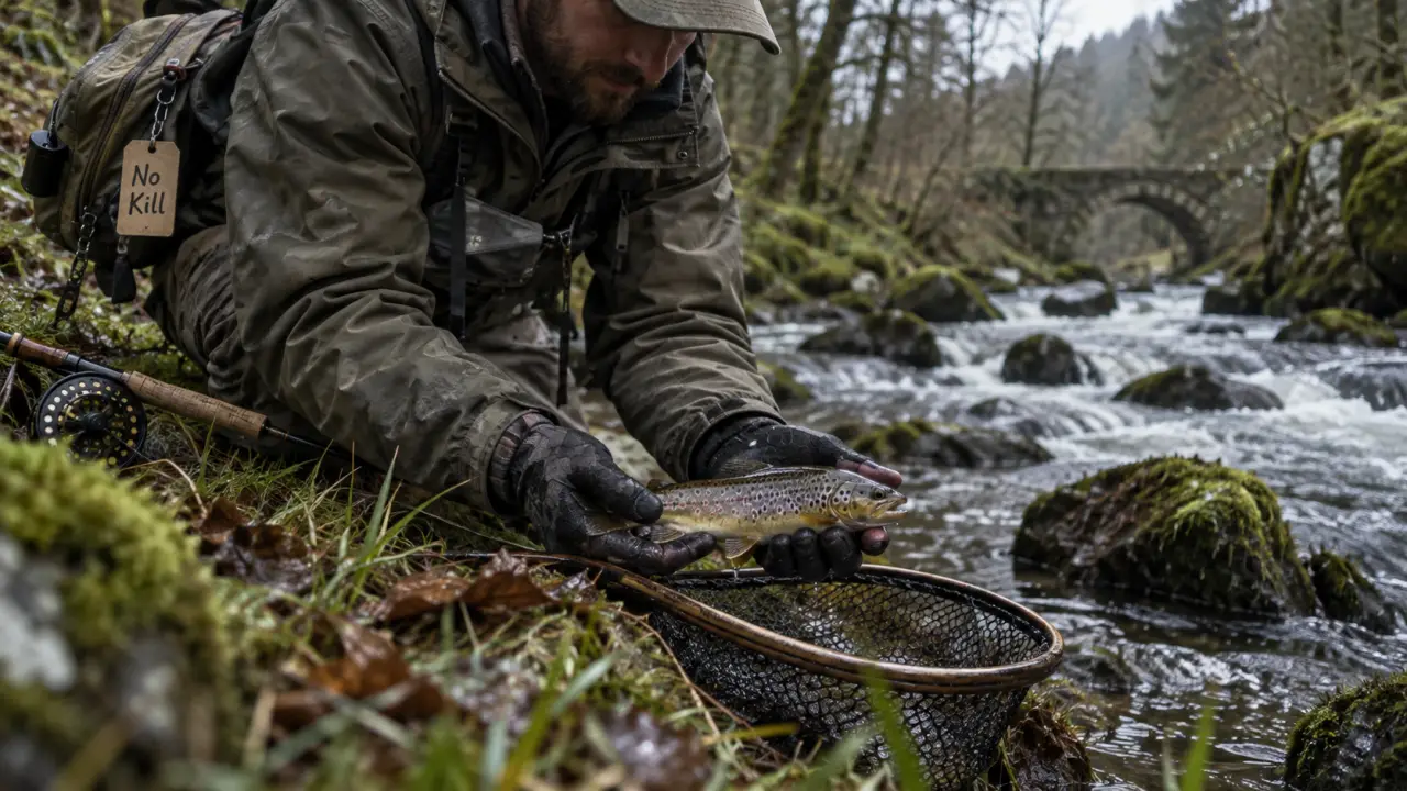 Pêche truite morvan : truite fario en rivière du Morvan, pêche no kill
